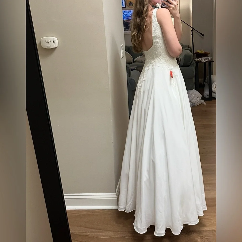 Scarlett White Chiffon A-Line Wedding Dress - Picture 3 of 13